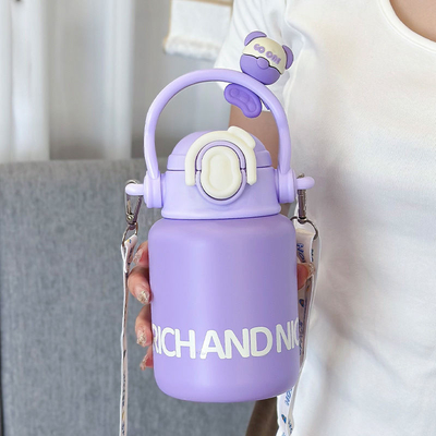 Regalo para empleados Taza portátil de acero inoxidable con diseño y material de dibujos animados de muñecas lindas