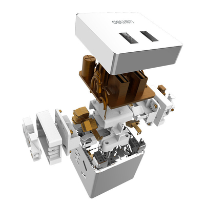 Enchufe inalámbrico pequeño con 2 orificios y 2 puertos USB Convertidor inteligente Logotipo del cliente