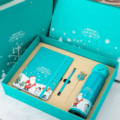 Caja de regalos de Navidad Conjunto de 4 Cuaderno Bookmark Pen Termos Impresión UV 1 gráficos a color