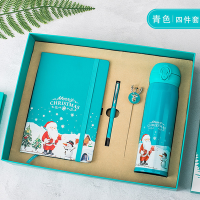 Caja de regalos de Navidad Conjunto de 4 Cuaderno Bookmark Pen Termos Impresión UV 1 gráficos a color