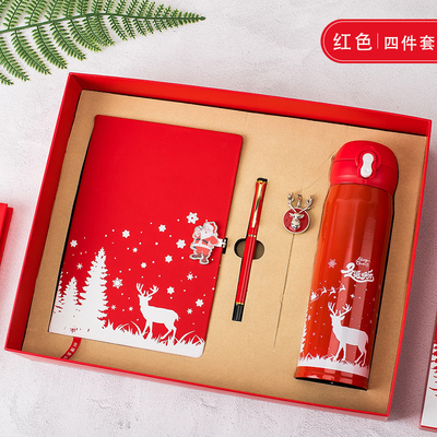 Caja de regalos de Navidad Conjunto de 4 Cuaderno Bookmark Pen Termos Impresión UV 1 gráficos a color