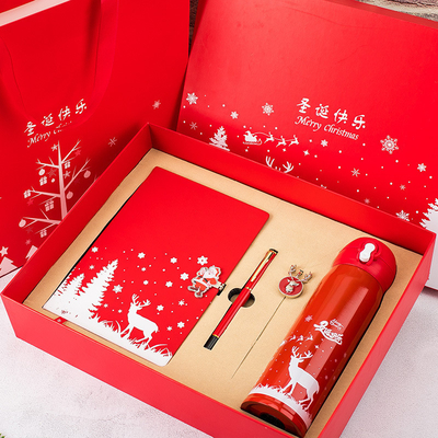 Caja de regalos de Navidad Conjunto de 4 Cuaderno Bookmark Pen Termos Impresión UV 1 gráficos a color