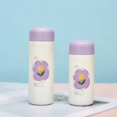 Taza de agua portátil y compacta con patrón floral 304 Taza aislada de acero inoxidable