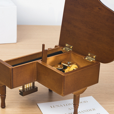 Caja de música para piano de madera impresa con pantalla de seda Ideal para favores de boda Regalos de fiesta nupcial