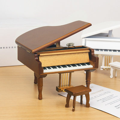 Caja de música para piano de madera impresa con pantalla de seda Ideal para favores de boda Regalos de fiesta nupcial