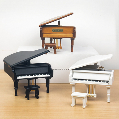 Caja de música para piano de madera impresa con pantalla de seda Ideal para favores de boda Regalos de fiesta nupcial