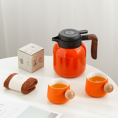 Presentación personalizada Conjunto de regalos tetera cerámica 2 tazas Toalla de té 6 trozos de té blanco