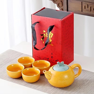 Relaciones con alumnos Set de té Dajidali Deseo de corazón Caja de regalo naranja con cuatro tazas y tetera
