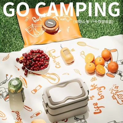 Logotipo personalizado Conjunto de campamento al aire libre Explorar la agricultura a través de las montañas y los mares