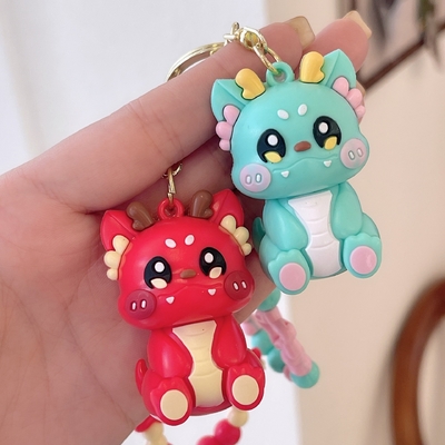 3.5cm*5cm PVC Dragon Keychain lindo pequeño regalo para mochila cadena colgante incluida