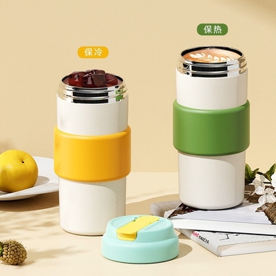 1 Impresión gráfica en color de colores creativos de contraste con taza aislada para café portátil