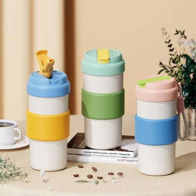 1 Impresión gráfica en color de colores creativos de contraste con taza aislada para café portátil