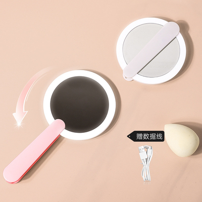 Espejo de maquillaje LED portátil plegable portátil con impresión UV