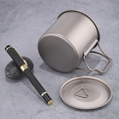 Taza de titanio portátil de 350 ml para acampar y actividades al aire libre