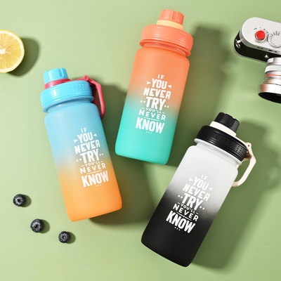 Gradiente de impresión UV Pot de espacio helado Botella de agua de plástico para deportes para actividades