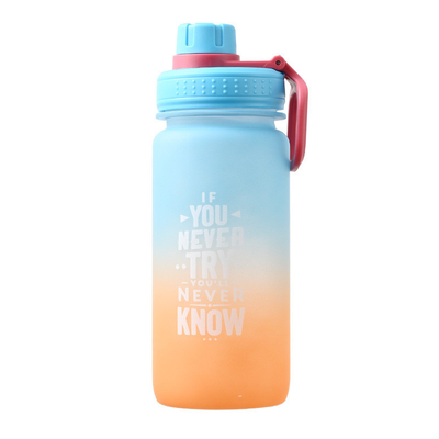 Gradiente de impresión UV Pot de espacio helado Botella de agua de plástico para deportes para actividades