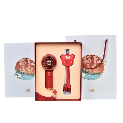 Impresión de serigrafía -Chic Business Gift Box con pequeño ventilador y línea de datos de gato Zhaocai