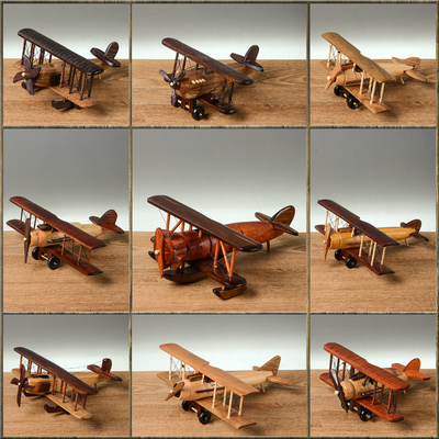 Impresión de serigrafía Modelo de avión de madera de época para decoración creativa de escritorio en el hogar