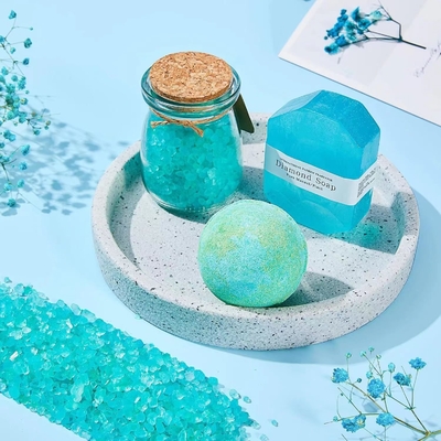 Impresión de pantalla de seda Conjunto de regalo de mano con vela de aromaterapia y bola de baño de remojo