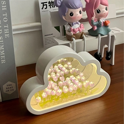 Lámpara nocturna de espejo de tulipán de nubes hecha a mano Un objeto Dos usos Ideal para regalos de novedad