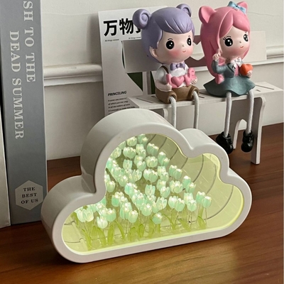 Lámpara nocturna de espejo de tulipán de nubes hecha a mano Un objeto Dos usos Ideal para regalos de novedad