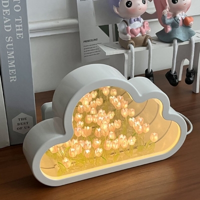 Lámpara nocturna de espejo de tulipán de nubes hecha a mano Un objeto Dos usos Ideal para regalos de novedad