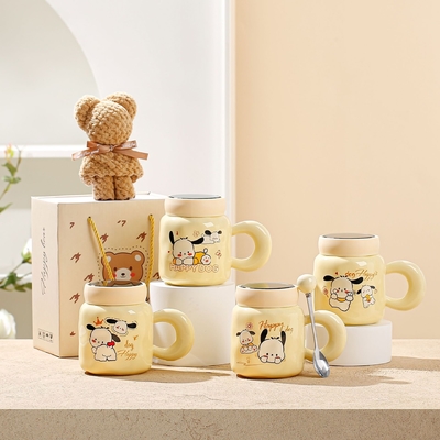 Conjunto de tazas de tela de seda cerámica de diseño gráfico de colores perfecto para cualquier ocasión