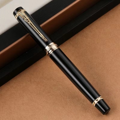 Regalo de negocios pluma de tinta de fuente de metal con logotipo personalizado e impresión gráfica de 1 color