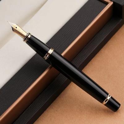 Regalo de negocios pluma de tinta de fuente de metal con logotipo personalizado e impresión gráfica de 1 color