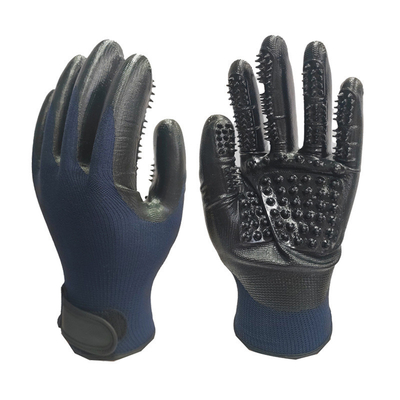 Guantes de depilación para mascotas con puntas metálicas Masaje azul Limpia y elimina el vello flotante