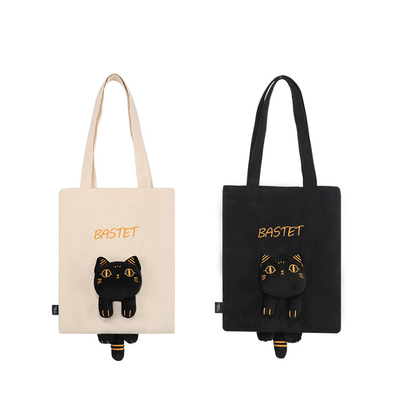 Logotipo del cliente Gaia Anderson Bolso de lienzo de gato Bolso de hombro de peluche Bolso diagonal