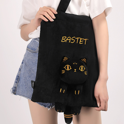 Logotipo del cliente Gaia Anderson Bolso de lienzo de gato Bolso de hombro de peluche Bolso diagonal
