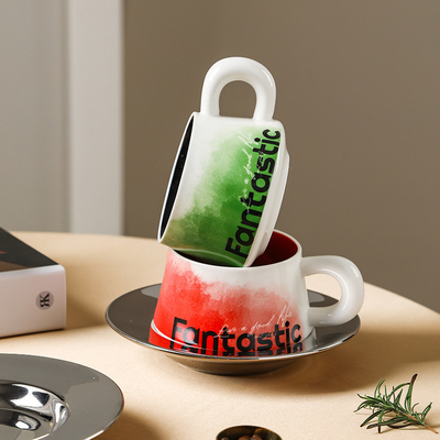 Capacidad Taza de agua Taza de arte Latte grande en la serie Fantesi para regalos de negocios personalizados
