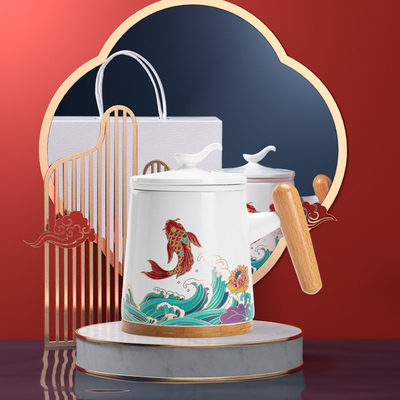 Conjunto de té de cerámica personalizado para imprimir regalos y logotipos para compañeros de negocios