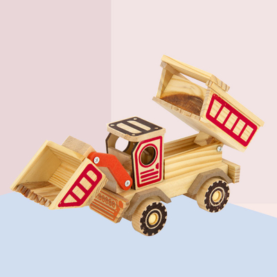Decoración de la agencia de viajes Esencial Modelo de excavadora de madera hecha a mano con impresión en 2 colores