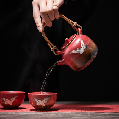 Xianhe Yangwen Tetera Alcohol Lámpara de té Calentador Conjunto Regalo de Negocios con 1 Impresión a Color