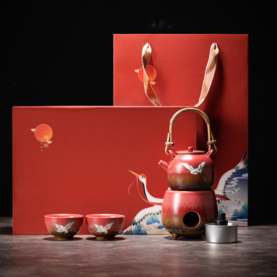 Xianhe Yangwen Tetera Alcohol Lámpara de té Calentador Conjunto Regalo de Negocios con 1 Impresión a Color