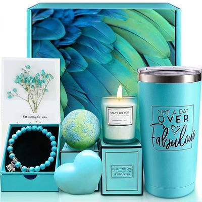 2 Color Impreso Blue Set Regalo Aromaterapia vela Balón de baño para el Festival del Día de la Madre