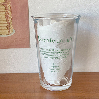 350 ml Ins Fashion Text Imprimir taza de vidrio para taza de agua retro
