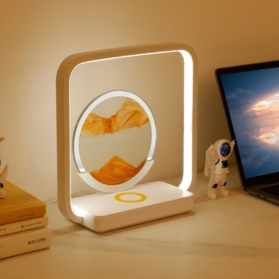 Carga inalámbrica luz LED USB Touch 3 colores de arena fluida pintura lámpara de mesa para regalo único