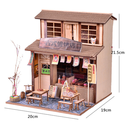 Hotel y resort estilo chino retro bricolaje tienda de barbacoa modelo de montaje ático regalos hechos a mano creativos