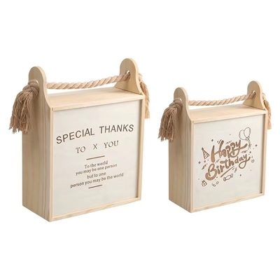 Novedad Regalos Fin Cesta De Madera Cuesta de Carga Con Cuerdas de Cáñamo Y Oportunidad de Graduación
