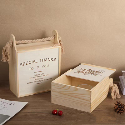 Novedad Regalos Fin Cesta De Madera Cuesta de Carga Con Cuerdas de Cáñamo Y Oportunidad de Graduación