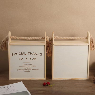 Novedad Regalos Fin Cesta De Madera Cuesta de Carga Con Cuerdas de Cáñamo Y Oportunidad de Graduación