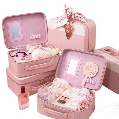 1 Color Gráficos Impresión a color Bolsa de maquillaje portátil para dama de honor Caja de regalo de devolución