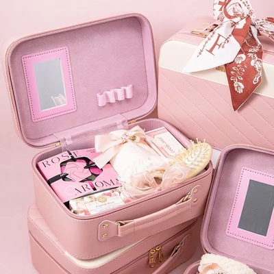 1 Color Gráficos Impresión a color Bolsa de maquillaje portátil para dama de honor Caja de regalo de devolución