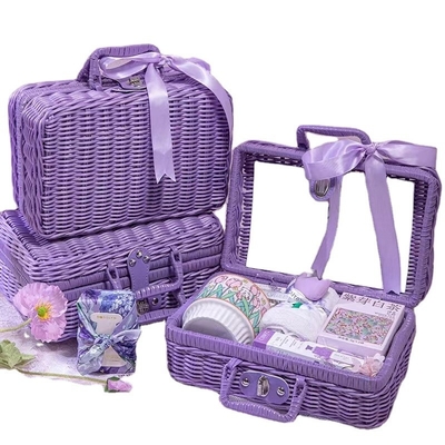 Cesta de picnic púrpura portátil ideal para actividades y regalos de cumpleaños para mujeres