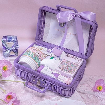 Cesta de picnic púrpura portátil ideal para actividades y regalos de cumpleaños para mujeres
