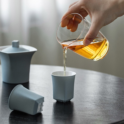 Unico conjunto de tazas de tipo móvil chino hecha a mano Taza Wangzi Taza Shunzi Taza redonda Pot cuadrado