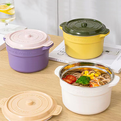 Beneficios para los empleados Caja de almuerzo de acero inoxidable 304 con taza de arroz con tapa y taza de sopa grande